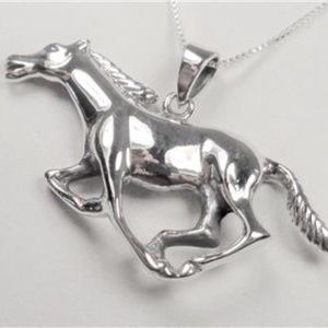 STERLING SILVER MUSTANG RACING HORSE NECKLACE